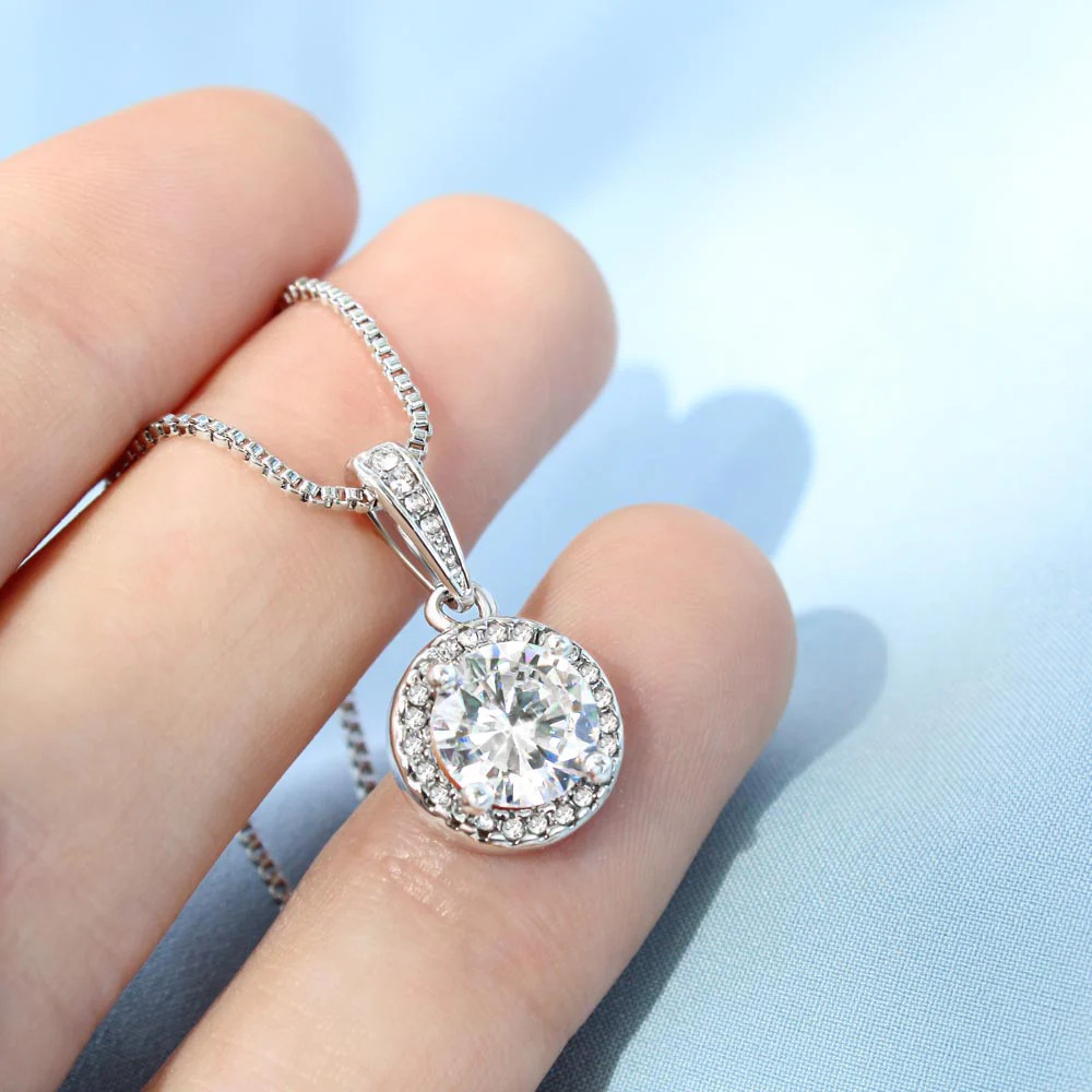 Mother-In-Law Motivates Forever Love CZ Heart Necklace White Gold Standard Box - Picture 3 of 3